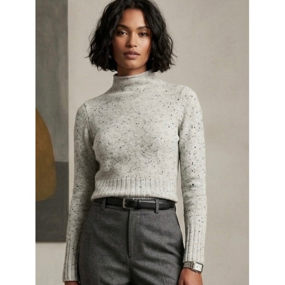 Madewell Grey‎ Donegal Fleck Mockneck Merino Wool Blend Sweater Womens XS